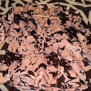 Status Anxiety Pink and Black Floral Blouse
